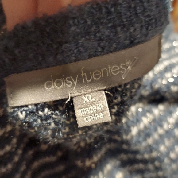 Daisy Fuentes cardigan womens size XL blue and cream - Picture 6 of 6